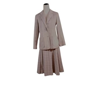 1970s Vintage Plaid Knit Suit. Blazer &  Pleated Skirt